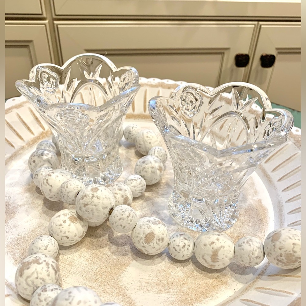 Princess House AMERICAN ROSE Votive Candle Holders Pair